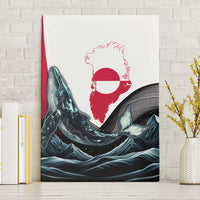 Greenland Whale Canvas Wall Art with Arctic Waves and Where the Ice Meets the Sky Text Design