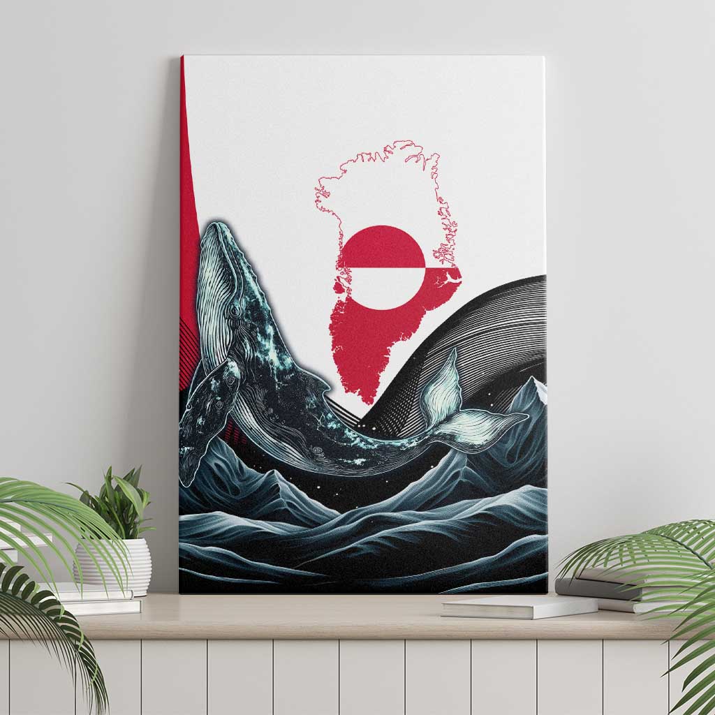 Greenland Whale Canvas Wall Art with Arctic Waves and Where the Ice Meets the Sky Text Design