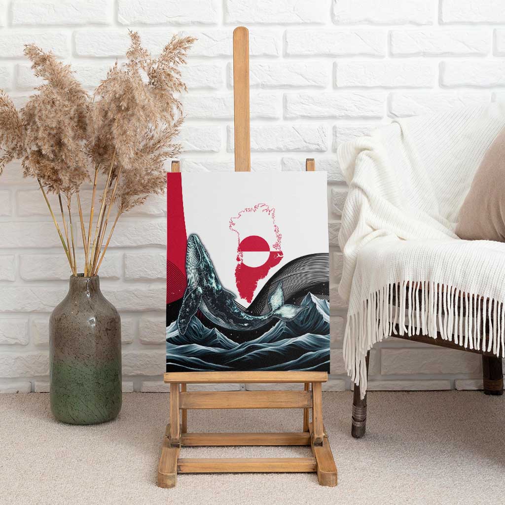 Greenland Whale Canvas Wall Art with Arctic Waves and Where the Ice Meets the Sky Text Design