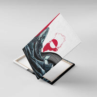 Greenland Whale Canvas Wall Art with Arctic Waves and Where the Ice Meets the Sky Text Design