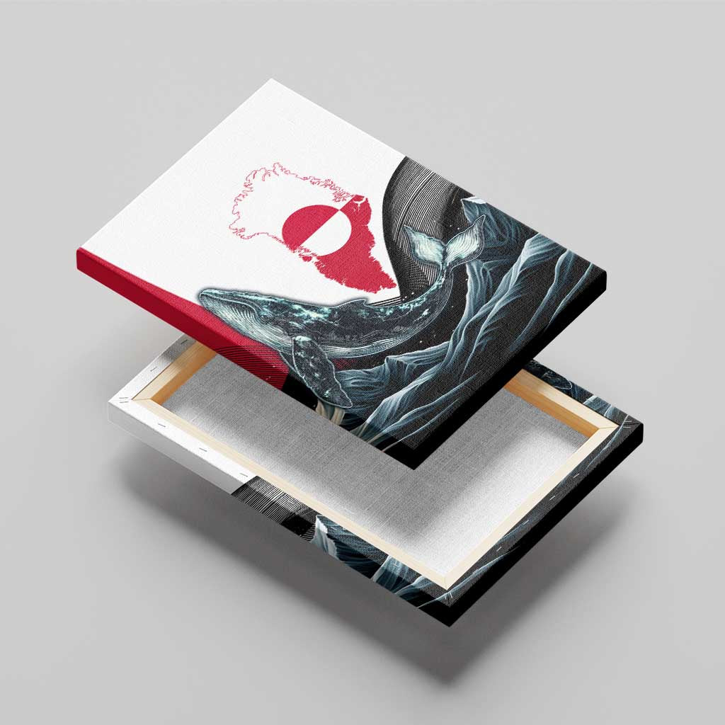 Greenland Whale Canvas Wall Art with Arctic Waves and Where the Ice Meets the Sky Text Design