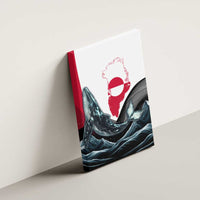 Greenland Whale Canvas Wall Art with Arctic Waves and Where the Ice Meets the Sky Text Design