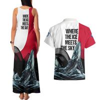 Greenland Whale Couples Matching Tank Maxi Dress and Hawaiian Shirt with Arctic Waves and Where the Ice Meets the Sky Text Design
