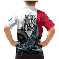 Greenland Whale Family Matching Mermaid Dress and Hawaiian Shirt with Arctic Waves and Where the Ice Meets the Sky Text Design