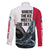 Greenland Whale Family Matching Off The Shoulder Long Sleeve Dress and Hawaiian Shirt with Arctic Waves and Where the Ice Meets the Sky Text Design