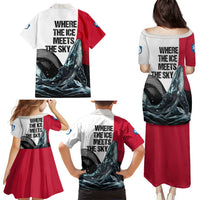 Greenland Whale Family Matching Puletasi and Hawaiian Shirt with Arctic Waves and Where the Ice Meets the Sky Text Design