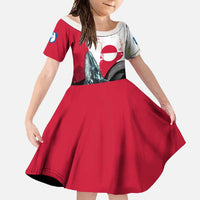 Greenland Whale Family Matching Summer Maxi Dress and Hawaiian Shirt with Arctic Waves and Where the Ice Meets the Sky Text Design