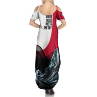 Greenland Whale Family Matching Summer Maxi Dress and Hawaiian Shirt with Arctic Waves and Where the Ice Meets the Sky Text Design