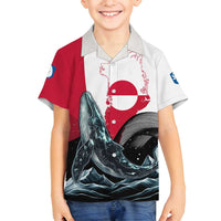 Greenland Whale Family Matching Summer Maxi Dress and Hawaiian Shirt with Arctic Waves and Where the Ice Meets the Sky Text Design