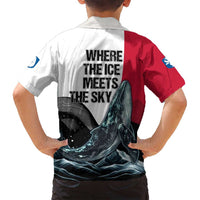 Greenland Whale Family Matching Tank Maxi Dress and Hawaiian Shirt with Arctic Waves and Where the Ice Meets the Sky Text Design