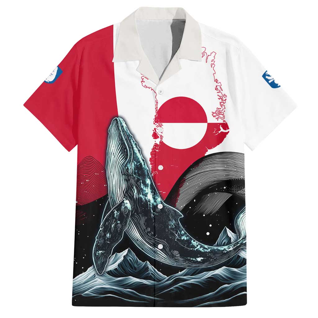 Greenland Whale Family Matching Tank Maxi Dress and Hawaiian Shirt with Arctic Waves and Where the Ice Meets the Sky Text Design