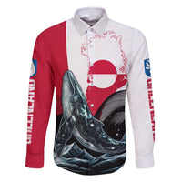 Greenland Whale Family Matching Tank Maxi Dress and Hawaiian Shirt with Arctic Waves and Where the Ice Meets the Sky Text Design