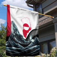 Greenland Whale Garden Flag with Arctic Waves and Where the Ice Meets the Sky Text Design