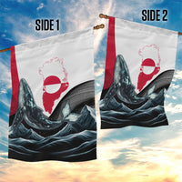 Greenland Whale Garden Flag with Arctic Waves and Where the Ice Meets the Sky Text Design