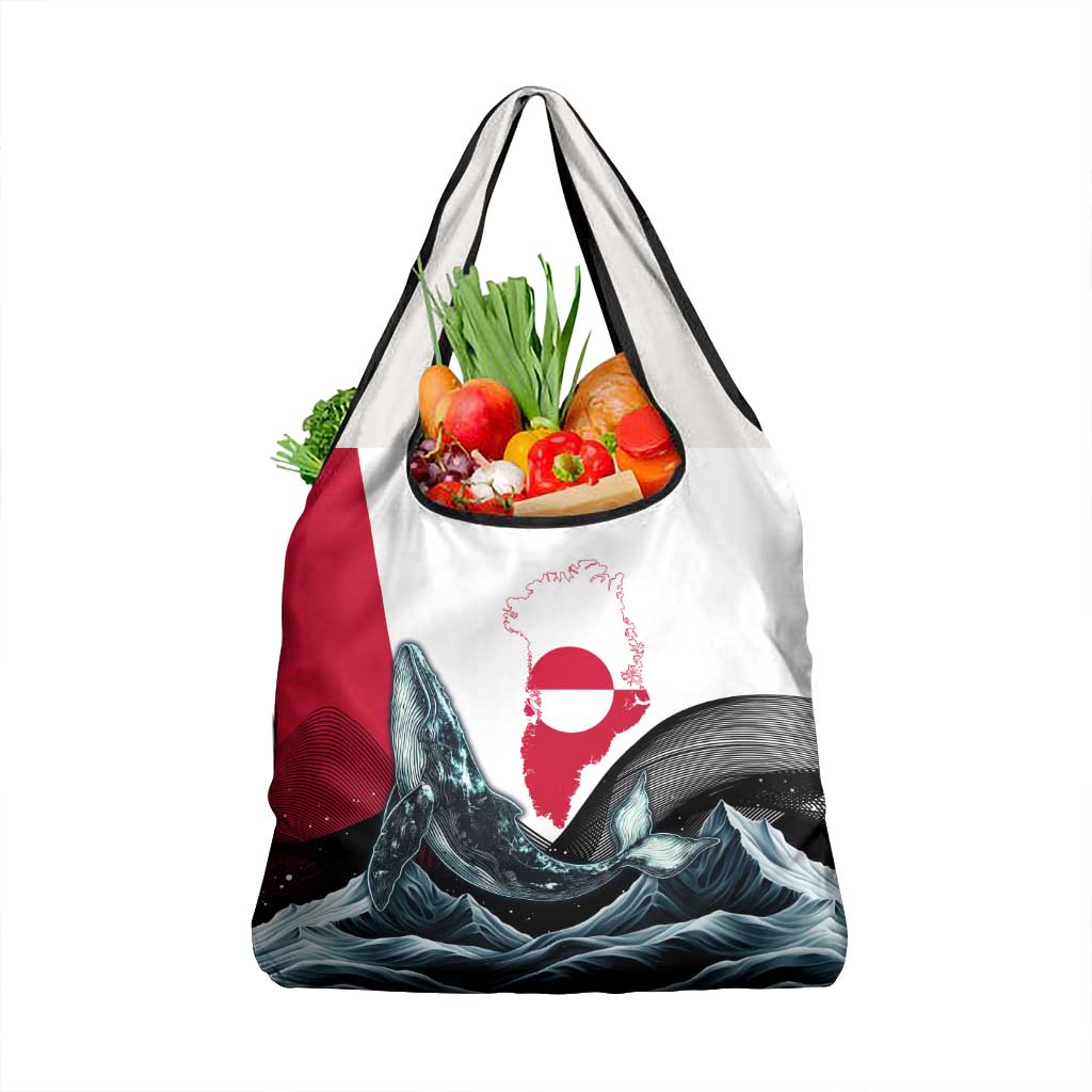Greenland Whale Grocery Bag with Arctic Waves and Where the Ice Meets the Sky Text Design