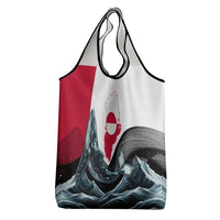 Greenland Whale Grocery Bag with Arctic Waves and Where the Ice Meets the Sky Text Design