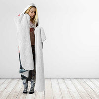 Greenland Whale Hooded Blanket with Arctic Waves and Where the Ice Meets the Sky Text Design