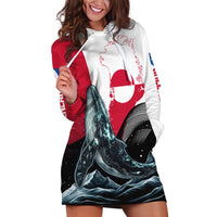 Greenland Whale Hoodie Dress with Arctic Waves and Where the Ice Meets the Sky Text Design
