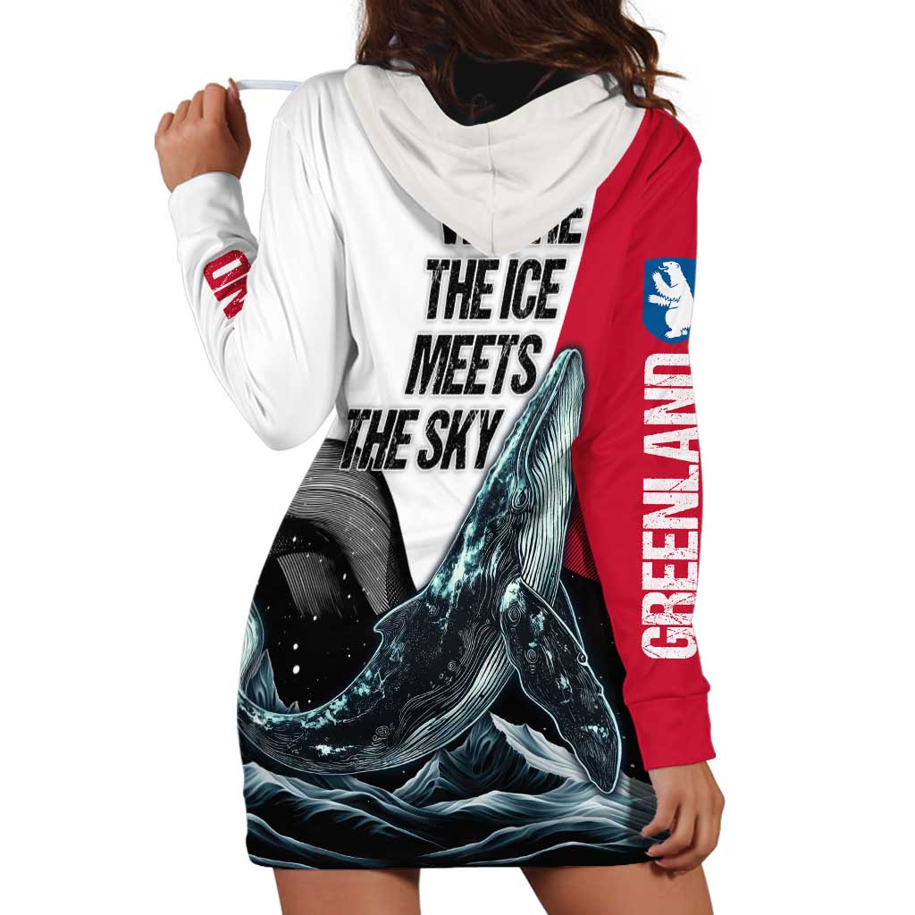 Greenland Whale Hoodie Dress with Arctic Waves and Where the Ice Meets the Sky Text Design