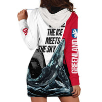 Greenland Whale Hoodie Dress with Arctic Waves and Where the Ice Meets the Sky Text Design