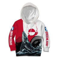 Greenland Whale Kid Hoodie with Arctic Waves and Where the Ice Meets the Sky Text Design