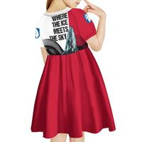 Greenland Whale Kid Short Sleeve Dress with Arctic Waves and Where the Ice Meets the Sky Text Design