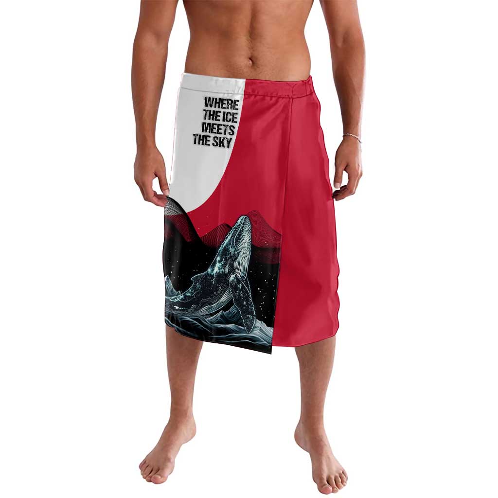 Greenland Whale Lavalava with Arctic Waves and Where the Ice Meets the Sky Text Design