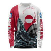 Greenland Whale Long Sleeve Shirt with Arctic Waves and Where the Ice Meets the Sky Text Design