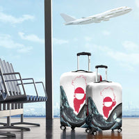 Greenland Whale Luggage Cover with Arctic Waves and Where the Ice Meets the Sky Text Design