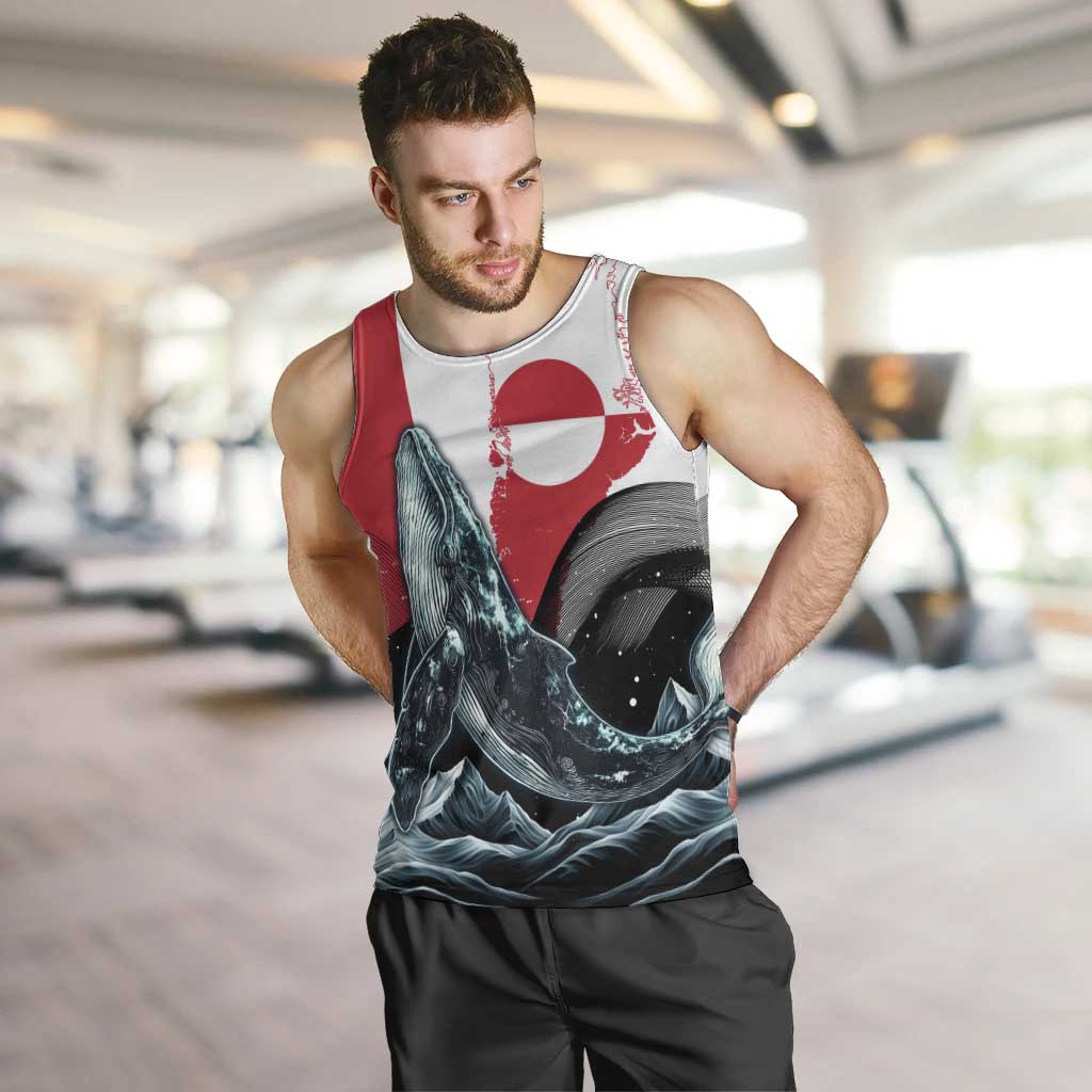 Greenland Whale Men Tank Top with Arctic Waves and Where the Ice Meets the Sky Text Design