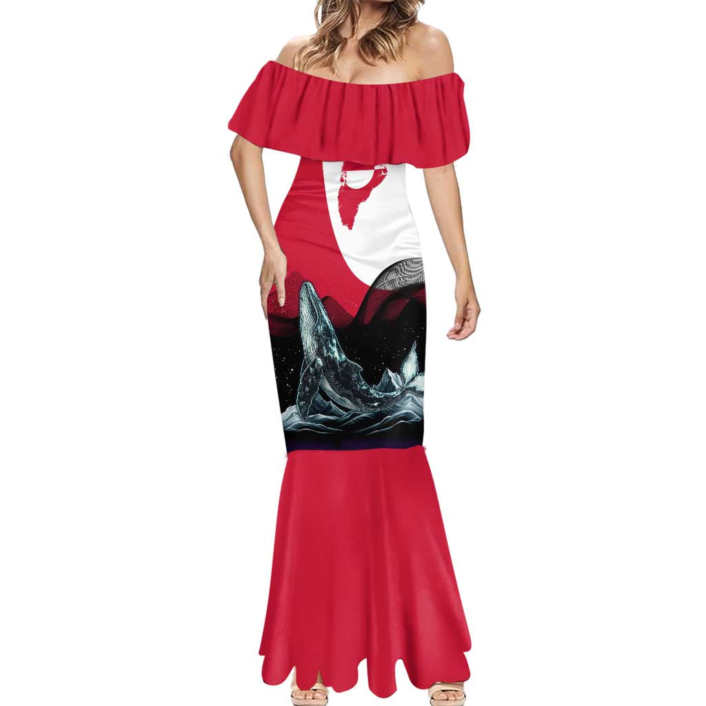 Greenland Whale Mermaid Dress with Arctic Waves and Where the Ice Meets the Sky Text Design