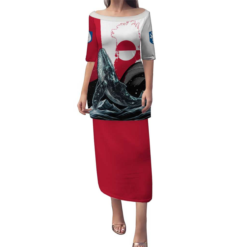 Greenland Whale Puletasi with Arctic Waves and Where the Ice Meets the Sky Text Design