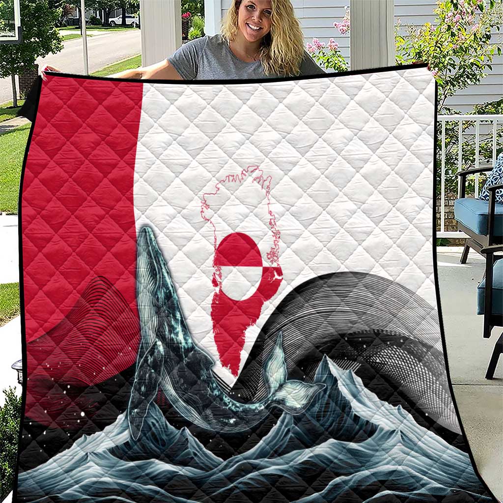 Greenland Whale Quilt with Arctic Waves and Where the Ice Meets the Sky Text Design