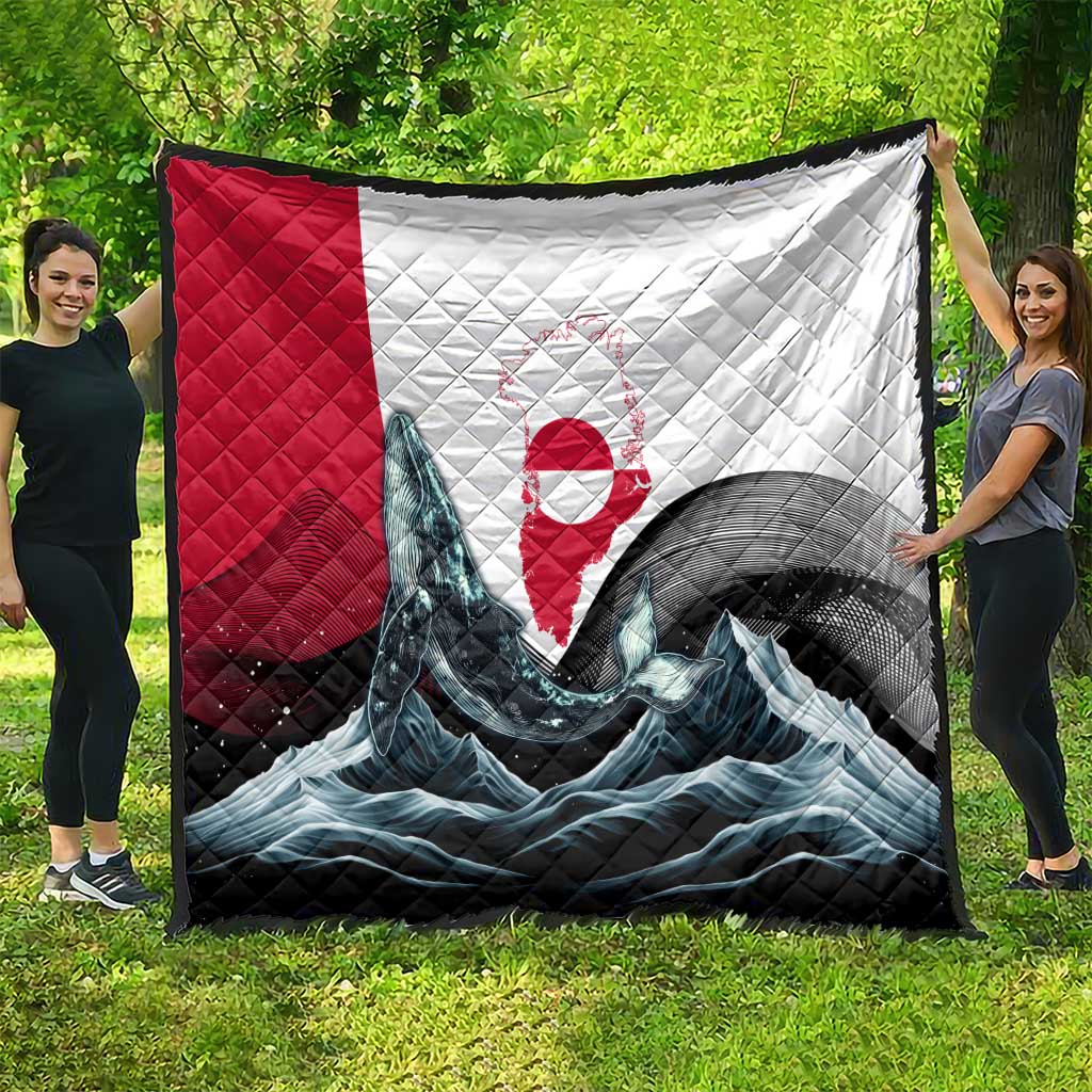 Greenland Whale Quilt with Arctic Waves and Where the Ice Meets the Sky Text Design