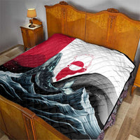 Greenland Whale Quilt with Arctic Waves and Where the Ice Meets the Sky Text Design