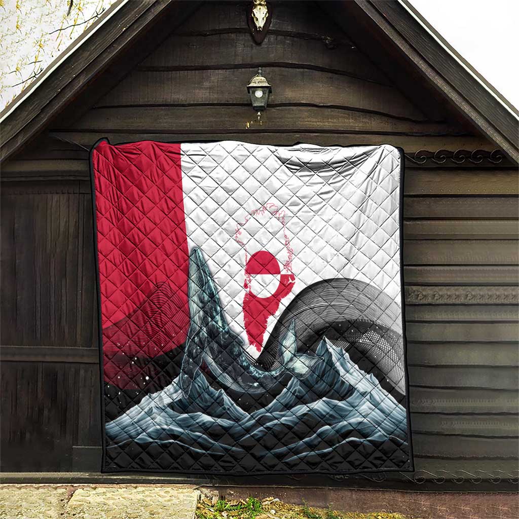Greenland Whale Quilt with Arctic Waves and Where the Ice Meets the Sky Text Design