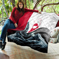 Greenland Whale Quilt with Arctic Waves and Where the Ice Meets the Sky Text Design