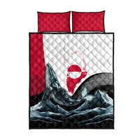 Greenland Whale Quilt Bed Set with Arctic Waves and Where the Ice Meets the Sky Text Design