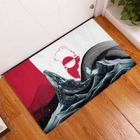 Greenland Whale Rubber Doormat with Arctic Waves and Where the Ice Meets the Sky Text Design