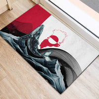 Greenland Whale Rubber Doormat with Arctic Waves and Where the Ice Meets the Sky Text Design