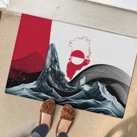 Greenland Whale Rubber Doormat with Arctic Waves and Where the Ice Meets the Sky Text Design