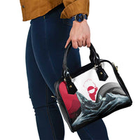 Greenland Whale Shoulder Handbag with Arctic Waves and Where the Ice Meets the Sky Text Design