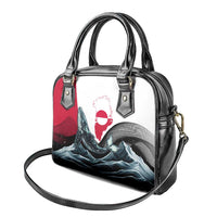 Greenland Whale Shoulder Handbag with Arctic Waves and Where the Ice Meets the Sky Text Design