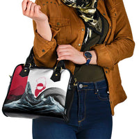 Greenland Whale Shoulder Handbag with Arctic Waves and Where the Ice Meets the Sky Text Design