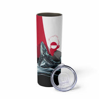 Greenland Whale Skinny Tumbler with Arctic Waves and Where the Ice Meets the Sky Text Design