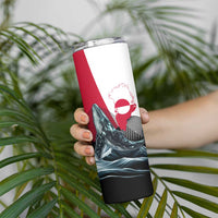 Greenland Whale Skinny Tumbler with Arctic Waves and Where the Ice Meets the Sky Text Design