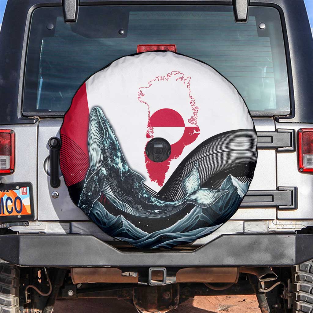 Greenland Whale Spare Tire Cover with Arctic Waves and Where the Ice Meets the Sky Text Design