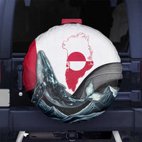 Greenland Whale Spare Tire Cover with Arctic Waves and Where the Ice Meets the Sky Text Design
