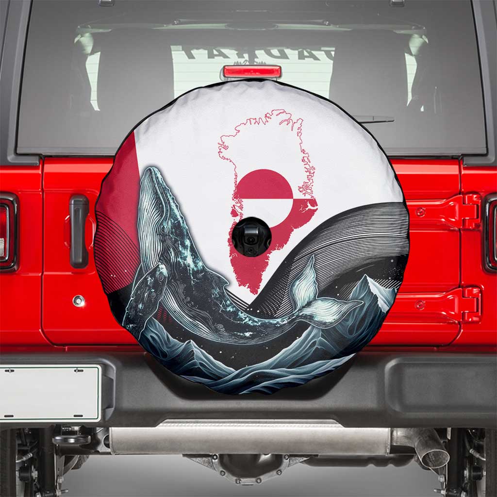 Greenland Whale Spare Tire Cover with Arctic Waves and Where the Ice Meets the Sky Text Design