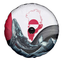 Greenland Whale Spare Tire Cover with Arctic Waves and Where the Ice Meets the Sky Text Design